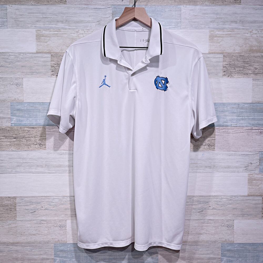 UNC North Carolina Tar Heels Tech Polo Shirt White Nike Air Jordan Mens Large